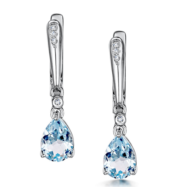 Stellato Blue Topaz and Diamond Earrings 0.03ct in 9K White Gold